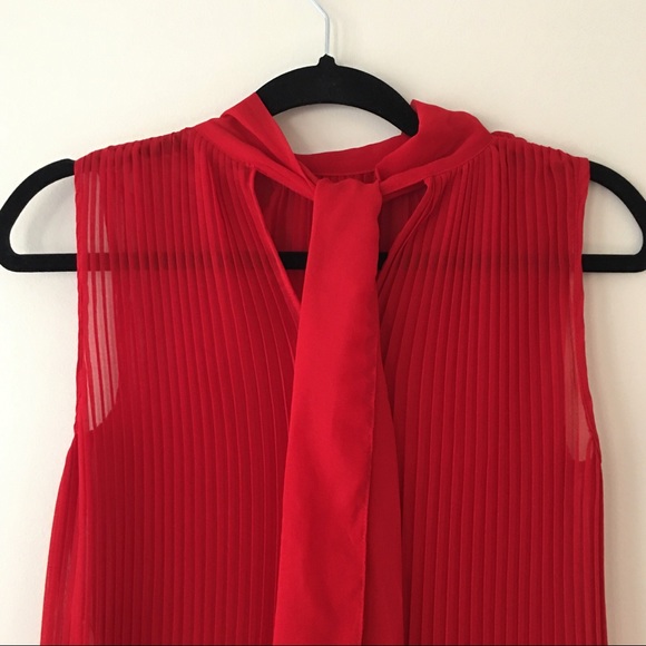 NWOT Zara Sheer Pleated Blouse with Tie Closure - Picture 7 of 11